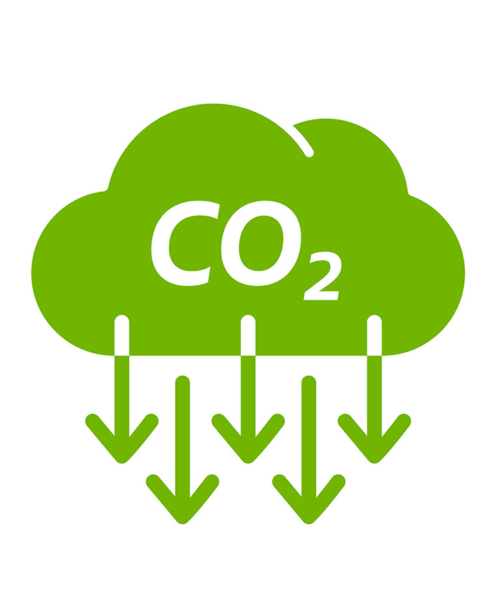 icoontje dat CO2 vermindering weergeeft